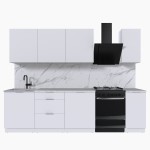 Набор корпусной мебели для кухни " Микс Топ-7" белый премиум/мрамор марквина