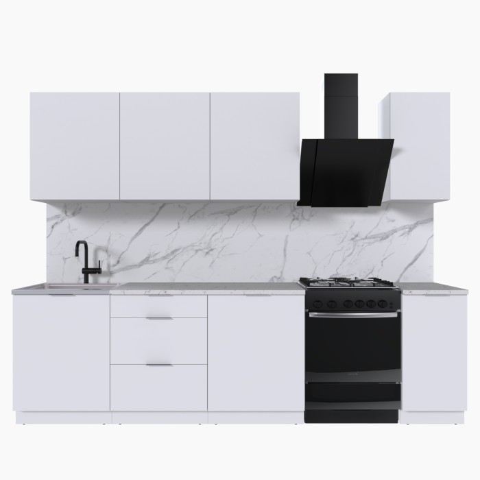 Набор корпусной мебели для кухни " Микс Топ-7" белый премиум/мрамор марквина