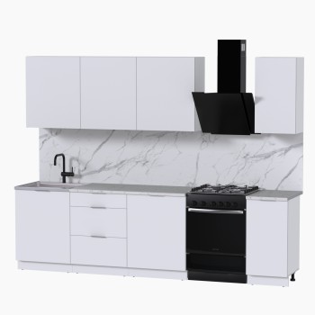 Набор корпусной мебели для кухни " Микс Топ-7" белый премиум/мрамор марквина