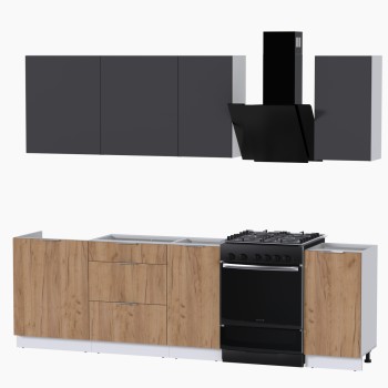 Набор корпусной мебели для кухни " Микс Топ-5" графит серый/дуб крафт золотой