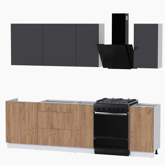 Набор корпусной мебели для кухни " Микс Топ-5" графит серый/дуб крафт золотой