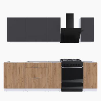 Набор корпусной мебели для кухни " Микс Топ-5" графит серый/дуб крафт золотой