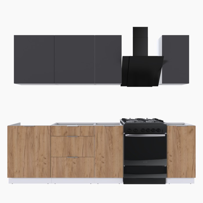 Набор корпусной мебели для кухни " Микс Топ-5" графит серый/дуб крафт золотой