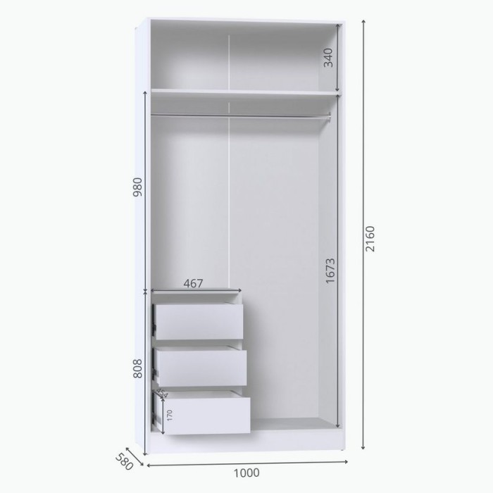 Шкаф для одежды МР-09 (580 ) шиншилла серая