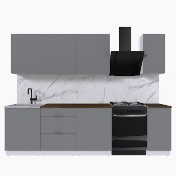 Набор корпусной мебели для кухни " Микс Топ-7" шиншилла серая/ шиншилла серая/дуб флагстаф темный