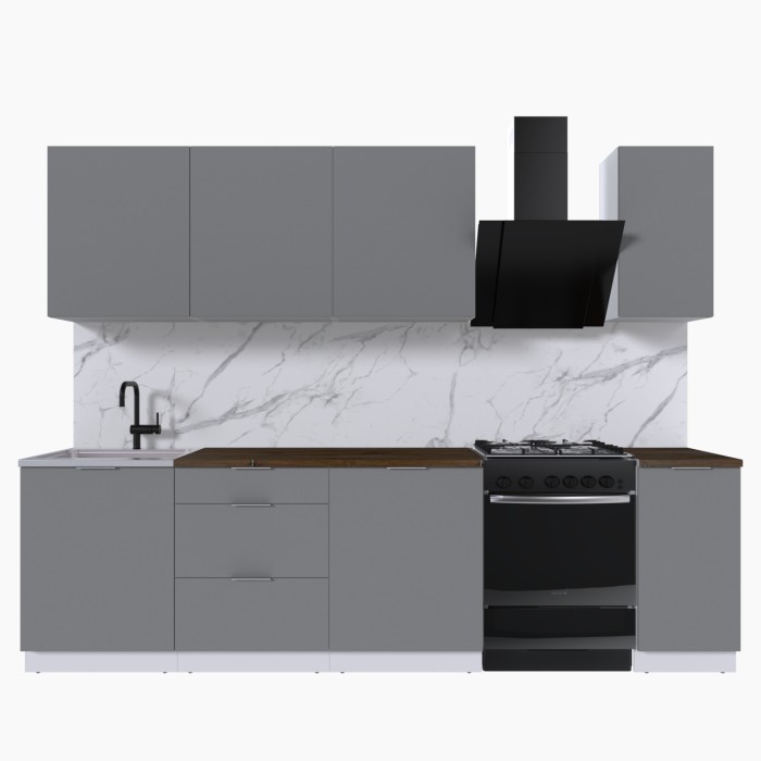 Набор корпусной мебели для кухни " Микс Топ-7" шиншилла серая/ шиншилла серая/дуб флагстаф темный
