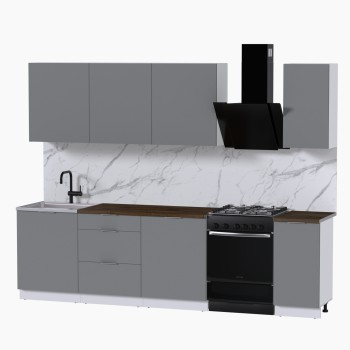 Набор корпусной мебели для кухни " Микс Топ-7" шиншилла серая/ шиншилла серая/дуб флагстаф темный