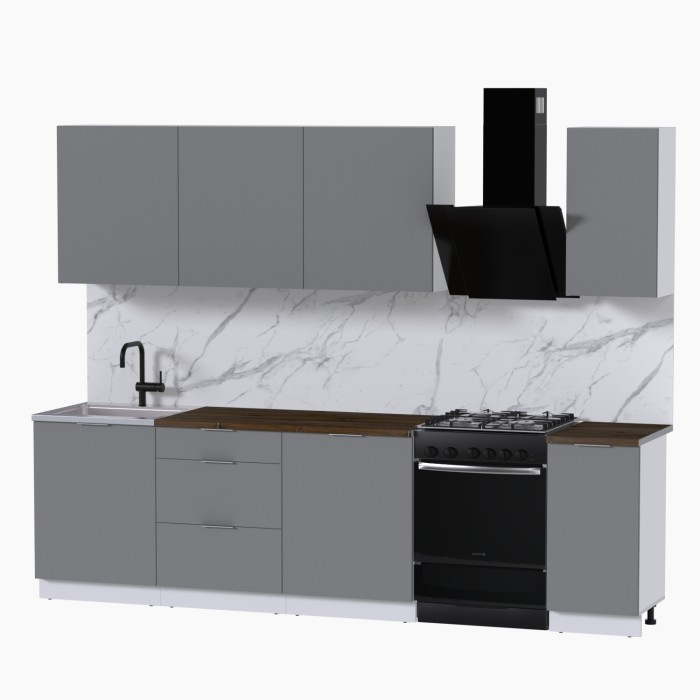 Набор корпусной мебели для кухни " Микс Топ-7" шиншилла серая/ шиншилла серая/дуб флагстаф темный