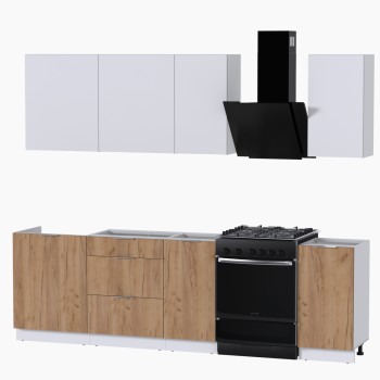 Набор корпусной мебели для кухни " Микс Топ-5" белый премиум/дуб крафт золотой