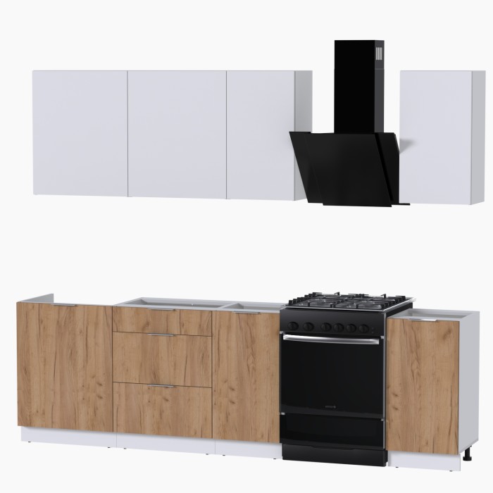 Набор корпусной мебели для кухни " Микс Топ-5" белый премиум/дуб крафт золотой