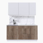 Набор корпусной мебели для кухни " Микс Топ-2" белый премиум/дуб каньон/мрамор марквина