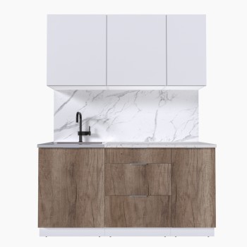 Набор корпусной мебели для кухни " Микс Топ-2" белый премиум/дуб каньон/мрамор марквина