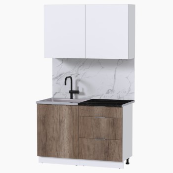 Набор корпусной мебели для кухни " Микс Топ-1" белый премиум/дуб каньон/тунис