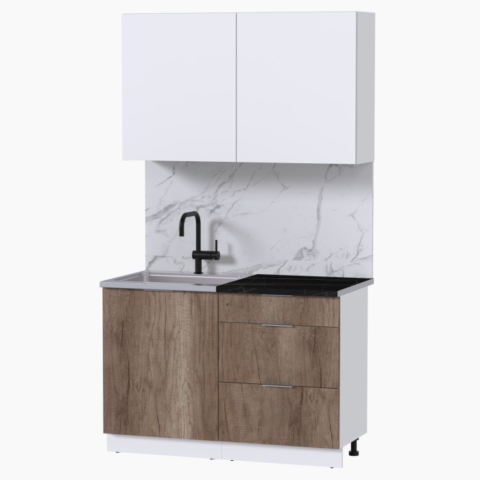 Набор корпусной мебели для кухни " Микс Топ-1" белый премиум/дуб каньон/тунис