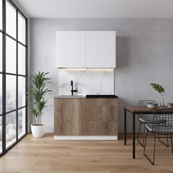 Набор корпусной мебели для кухни " Микс Топ-1" белый премиум/дуб каньон/тунис