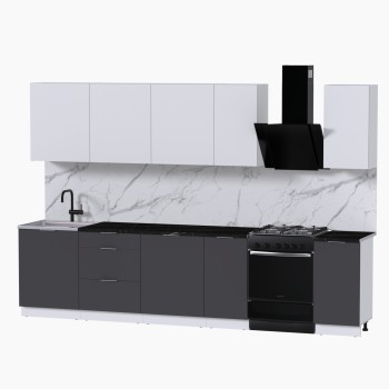 Набор корпусной мебели для кухни " Микс Топ-9" белый премиум/ графит серый/тунис