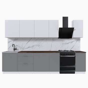 Набор корпусной мебели для кухни " Микс Топ-9" белый премиум/шиншилла серая/дуб флагстаф темный