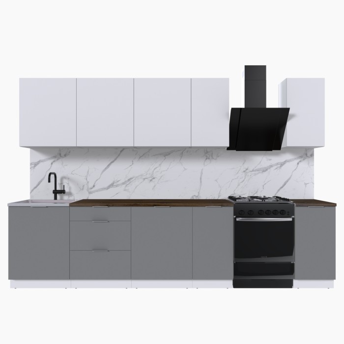 Набор корпусной мебели для кухни " Микс Топ-9" белый премиум/шиншилла серая/дуб флагстаф темный