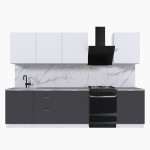 Набор корпусной мебели для кухни " Микс Топ-8" белый премиум/ графит серый/мрамор лацио белый