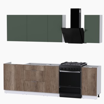 Набор корпусной мебели для кухни " Микс Топ-5" дымчато зеленый/ дуб каньон