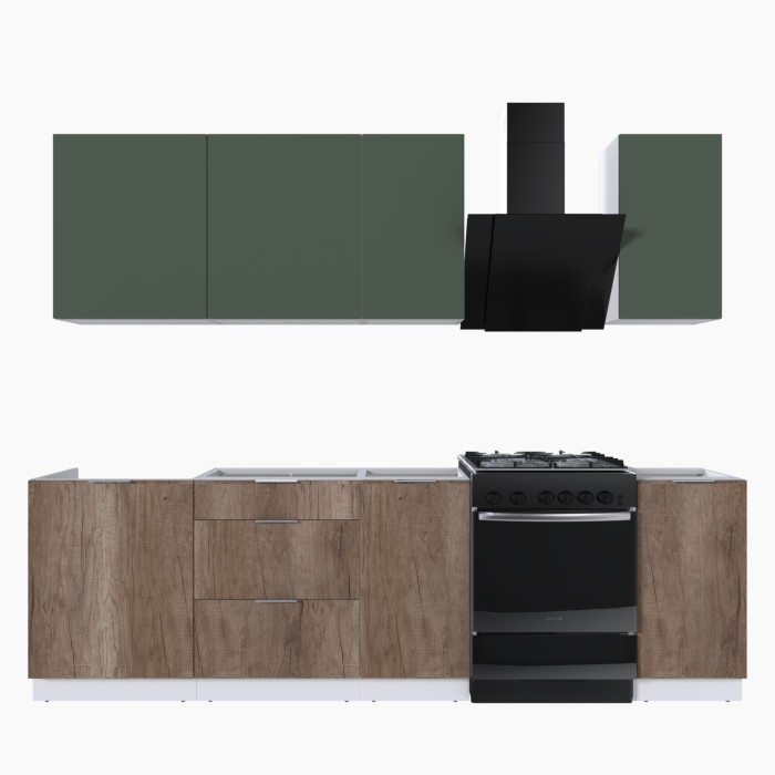 Набор корпусной мебели для кухни " Микс Топ-5" дымчато зеленый/ дуб каньон