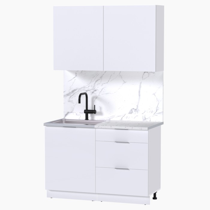 Набор корпусной мебели для кухни " Микс Топ-1" белый премиум/мрамор марквина