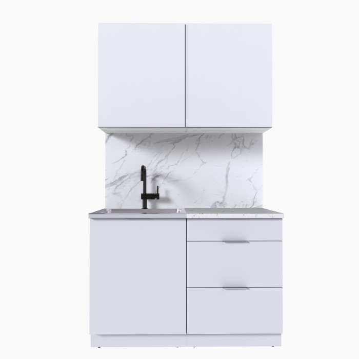 Набор корпусной мебели для кухни " Микс Топ-1" белый премиум/мрамор марквина