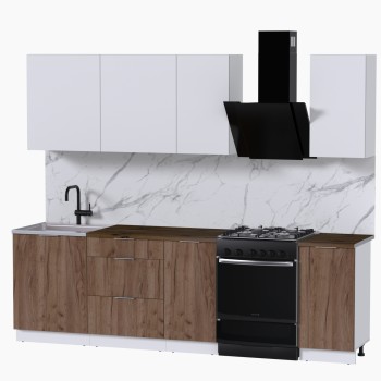 Набор корпусной мебели для кухни " Микс Топ-5" белый премиум/дуб крафт табачный/дуб флагстаф темный