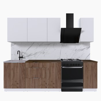 Набор корпусной мебели для кухни " Микс Топ-5" белый премиум/дуб крафт табачный/дуб флагстаф темный