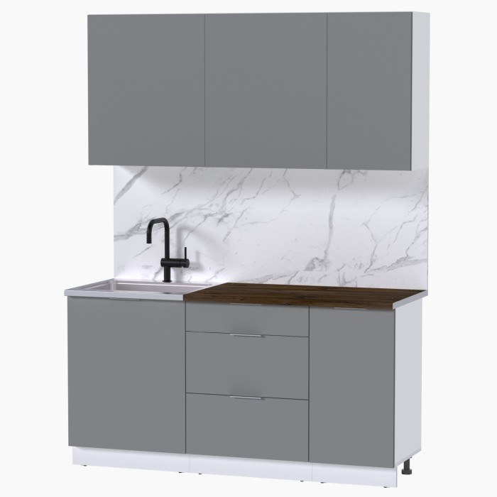 Набор корпусной мебели для кухни " Микс Топ-2" шиншилла серая/ шиншилла серая/дуб флагстаф темный