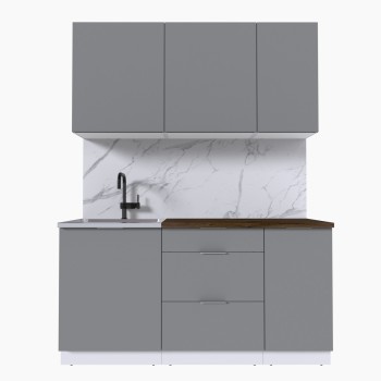 Набор корпусной мебели для кухни " Микс Топ-2" шиншилла серая/ шиншилла серая/дуб флагстаф темный