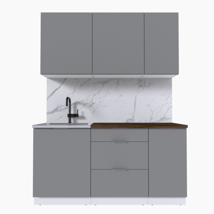 Набор корпусной мебели для кухни " Микс Топ-2" шиншилла серая/ шиншилла серая/дуб флагстаф темный