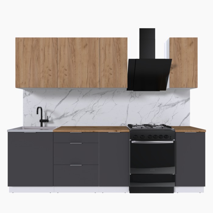 Набор корпусной мебели для кухни " Микс Топ-5" дуб крафт золотой/графит серый/дуб вотан