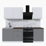 Набор корпусной мебели для кухни " Микс Топ-4" белый премиум/шиншилла серая/дуб флагстаф темный