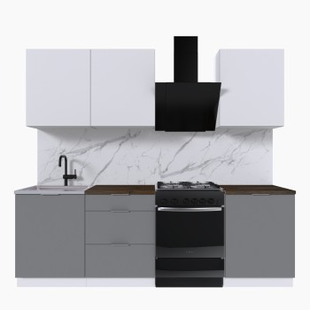 Набор корпусной мебели для кухни " Микс Топ-4" белый премиум/шиншилла серая/дуб флагстаф темный