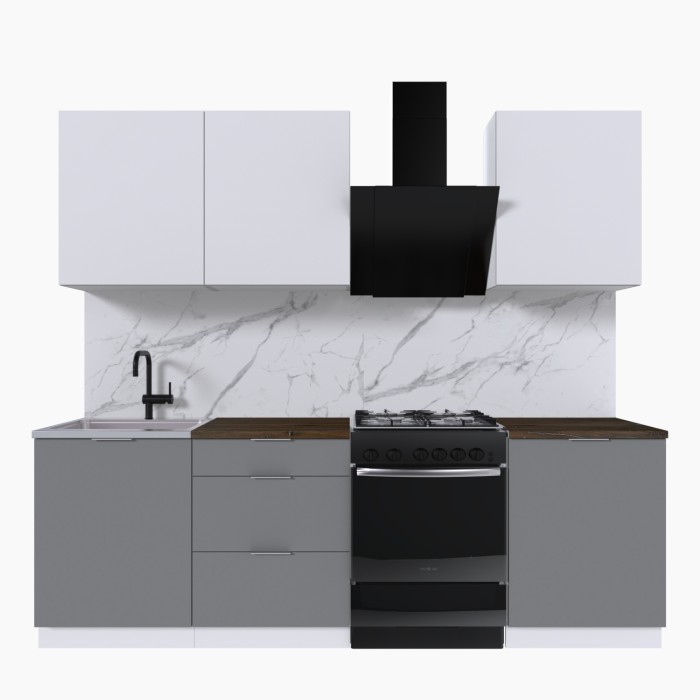 Набор корпусной мебели для кухни " Микс Топ-4" белый премиум/шиншилла серая/дуб флагстаф темный