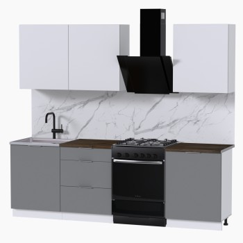 Набор корпусной мебели для кухни " Микс Топ-4" белый премиум/шиншилла серая/дуб флагстаф темный