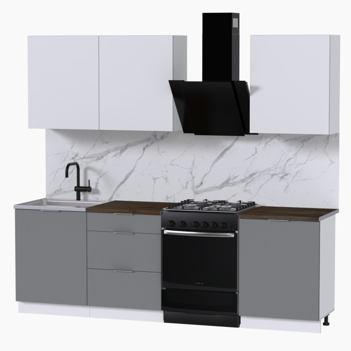 Набор корпусной мебели для кухни " Микс Топ-4" белый премиум/шиншилла серая/дуб флагстаф темный