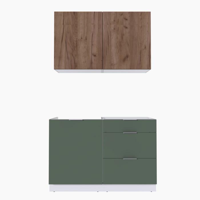 Набор корпусной мебели для кухни " Микс Топ-1" дуб крафт табачный/дымчато зеленый