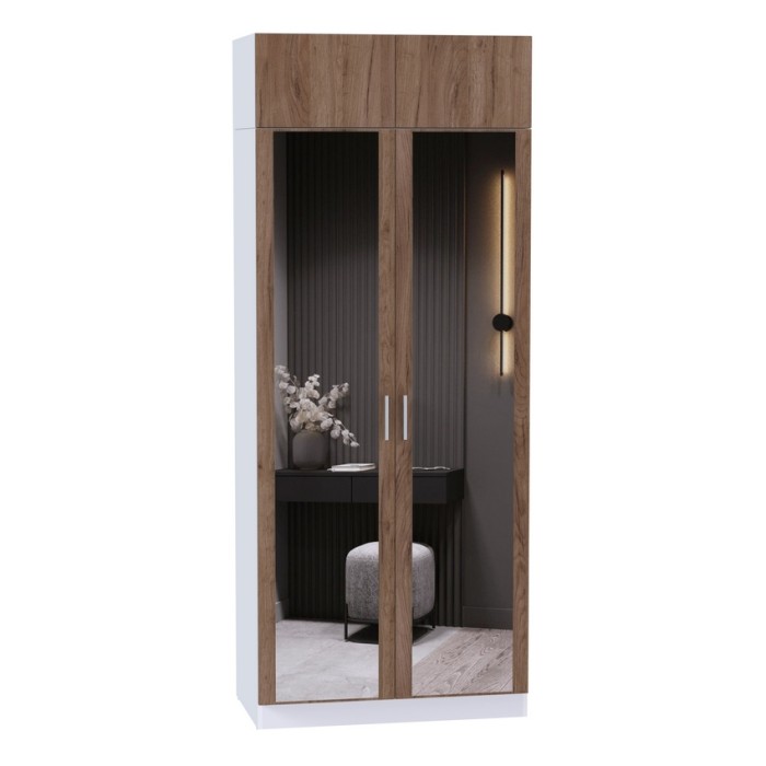 Шкаф для одежды МР-28 (580, 2 зеркала ) дуб крафт табачный