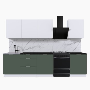 Набор корпусной мебели для кухни " Микс Топ-8" белый премиум/дымчато зеленый/тунис