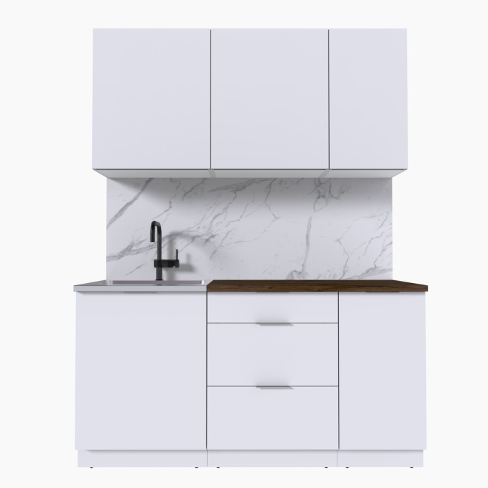 Набор корпусной мебели для кухни " Микс Топ-2" белый премиум/дуб флагстаф темный