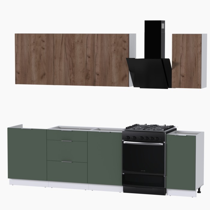 Набор корпусной мебели для кухни " Микс Топ-6" дуб крафт табачный/дымчато зеленый