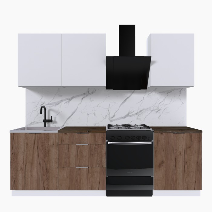 Набор корпусной мебели для кухни " Микс Топ-4" белый премиум/дуб крафт табачный/дуб флагстаф темный