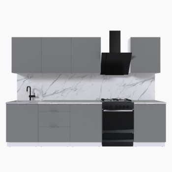 Набор корпусной мебели для кухни " Микс Топ-8" шиншилла серая/ шиншилла серая/мрамор марквина