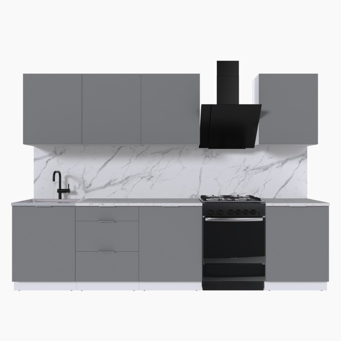 Набор корпусной мебели для кухни " Микс Топ-8" шиншилла серая/ шиншилла серая/мрамор марквина