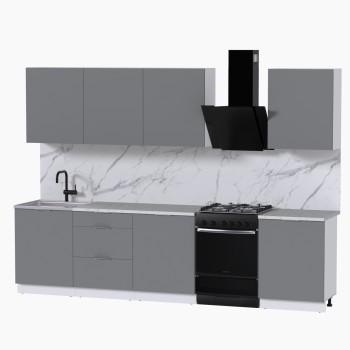 Набор корпусной мебели для кухни " Микс Топ-8" шиншилла серая/ шиншилла серая/мрамор марквина