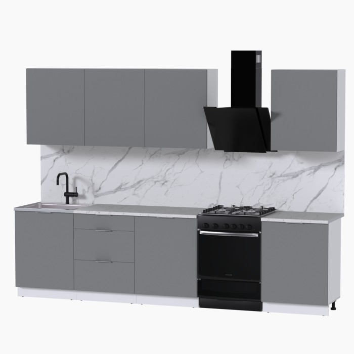 Набор корпусной мебели для кухни " Микс Топ-8" шиншилла серая/ шиншилла серая/мрамор марквина