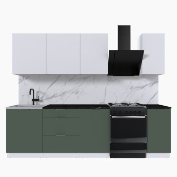 Набор корпусной мебели для кухни " Микс Топ-6" белый премиум/дымчато зеленый/тунис