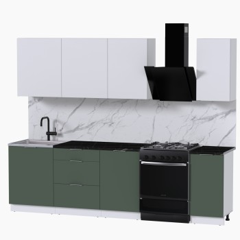 Набор корпусной мебели для кухни " Микс Топ-6" белый премиум/дымчато зеленый/тунис